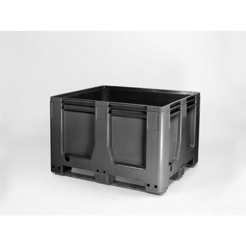 Palox plastique 120x100x76 cm 610L étanche 3 patins NOIR